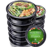 Prep Naturals Boîtes Repas Réutilisables 10 Pièces, 710 ml | Boîtes repas en plastique sans BPA, couvercles hermétiques, compatibles micro-ondes et congélateur (10 pièces)