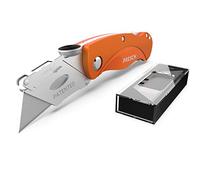 Presch Cutter à lame fixe - Cutter professionnel pliant très tranchant en métal avec 10 lames de rechange pour moquettes et tapisseries