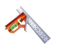 Presch Équerre Combinée 150mm - Métrique - Équerre à Combinaison Précise en Métal, avec Niveau à bulle, Butée et Outil de Traçage - Outil de Mesure Professionnel