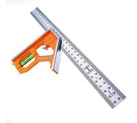 Presch Équerre Combinée 300mm - Métrique - Équerre à Combinaison Universelle et Précise en Métal avec Butée et Outil de Traçage - Outil de Mesure Professionnel