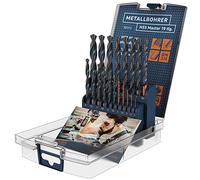 Presch Jeu de 19 Forets Métaux HSS Master - Forets Métal HSS Universels pour Acier, Alu, Cuivre et Laiton - Forets Hélicoïdaux Professionnel - Ø 1-10mm