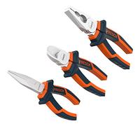 Presch Jeu de 3 pinces - Lot professionnel avec pince à becs 1/2 rond, pince coupante 160 mm et pince universelle 180 mm - Set de pinces pour le bricolage et la mécanique