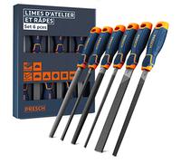Presch Jeu de limes métal et bois 6 pcs. - Kit de limes plus râpe demi-ronde, limes à bout plat, limes demi-ronde, limes rondes, limes triangulaires et limes carrées