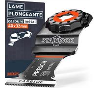 Presch Lame Scie Oscillante Carbure métal 40x32mm - Lame Starlock pour remplacement sans outil - Coupe performante dans l’inox, vis et clous - Accessoire multifonction précis