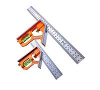 Presch Lot de 2 Équerres Combinées 150mm & 300mm - Unités métriques - Deux Équerres à Combinaison, Universelles et Précises en Métal, avec Butées - Jeu d'Equerres à Coulisse