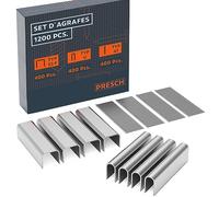 Presch Set d'agrafes pour agrafeuses 1200 pcs - Agrafes pour agrafeuses manuelles y compris agrafes type 53F, agrafes en U et clous