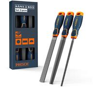 Presch Set de 3 râpes à bois - Set de râpes de haute qualité H2 comprenant une râpe à bout plat, une râpe demi-ronde et une râpe ronde - Râpe à bois