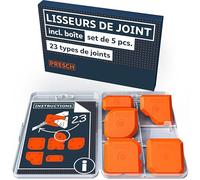 Presch Set de lisseurs de joints 5 pcs avec boîte - Joints parfaits grâce à des bords très droits - Boutons spéciaux pour un levage facile - Idéal pour les mastics tels que l'acrylique, silicone