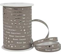 PRÉSENT 680 9-107 Ruban cadeau Merry Christmas gris mat/argent 10,0 mm x 100,0 m