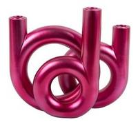 Bougeoir Anneaux moyen LOOPA - Rose
