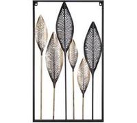 Present Time - Décoration murale design métal Leaves - L. 44 x l. 80 cm - Noir et doré - Leaves Or G