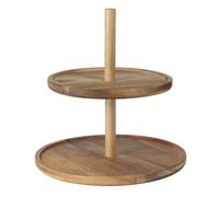 HOME DECO FACTORY - KA0342 Présentoir 2 Étages en Acacia - Service de Table Élégant - Conçu pour Réceptions et Dîners - Facile à Entretenir - 2 Niveaux - Dimensions 30 x 30 cm - Couleur Marron