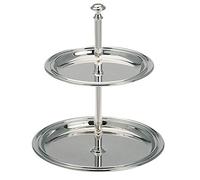 Présentoir à 2 étages plaqué argent - Petit présentoir de 16 cm avec 2 assiettes - Présentoir décoratif à 2 étages - Idéal pour les fruits, les chocolats, les noix, les confiseries, les pâtisseries ou