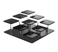 Présentoir à 9 étages en acrylique transparent amovible pour cupcakes, parfums, bijoux, objets de collection, décoration d'intérieur, fête, mariage, vente au détail (noir)
