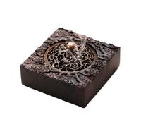 Présentoir à bijoux Plaque de poêle d'aromathérapie en bois massif, brûleur d'encens rétro