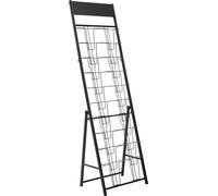 Présentoir à brochures, présentoir à magazines à 20 pochettes, présentoir à magazines portable sur pied, porte-journaux métalliques pour magasins, expositions, bureaux, salons professionnels, noir