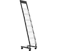 Présentoir à brochures, présentoir à magazines étroit à 6 niveaux avec roulettes, présentoir à magazines métallique sur pied, porte-journaux et catalogues mobiles pour magasins, expositions et bureaux