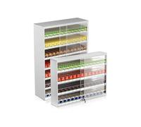 Présentoir à cigarettes avec porte vitrée et serrure, support métallique pour magasin ou fixation murale, idéal pour supermarchés, centres commerciaux et épiceries - Argenté, 44,5 x 17,3 x 6