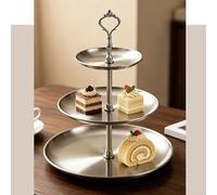 Présentoir à cupcakes à 3 étages en acier inoxydable brossé argenté pour anniversaire, mariage, thé de l'après-midi (argenté)