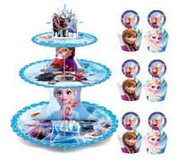 Présentoir à Cupcakes - INBOXXARTY - 3 Niveaux - Multicolore - Décorations Frozen - Fête d'anniversaire