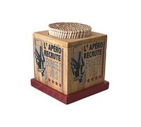 ENESCO Présentoir à cure-dents - L'Apéro recrute - Hauteur 7.5 cm x largeur 6.5 cm x Profondeur 6.5 cm BEIGE G