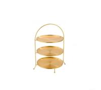 Présentoir à dessert rond en métal de 35 cm de haut pour buffet de fête | Acier inoxydable 304, antirouille, design à 3 niveaux, plaque de base de 20 cm, surface lisse facile à nettoyer