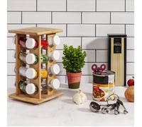Cook Concept Présentoir à épices rotatif en bambou 16 pots en verre Marron