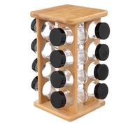Secret de Gourmet Étagère à épices rotative 16 pots en verre 28 cm bambou