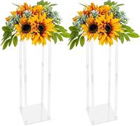Présentoir à fleurs - Colonne à fleurs en acrylique - Lot de 2 - Avec couvercle en acrylique - 20 x 20 x 80 cm - Pour la décoration de table - Blanc