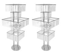 Présentoir à fleurs - Présentoir de table et pour vases à 5 étages pour la décoration de table - Lot de 2 - Métal - Socle rond - Réglable - Argent