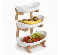 Relaxdays Présentoir à fruits en bambou 3 niveaux