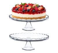 Présentoir à gâteau KADAX en Verre, présentoir à gâteau avec Pied, Assiette à gâteau Ronde pour Muffins, Biscuits, Desserts, Anniversaire, fête, Support Plat pour Mariage, Assiette à gâteau (Ronde)