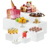 Presentoir a Gateau Lot de 8 Presentoir Aperitif Buffet Cube Présentoir Buffet Blanc Presentoir Buffet Traiteur A PLATEAU A NIVEAUX