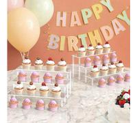 Présentoir à gâteau multicouche en acrylique, support d'affichage transparent, présentoir à cupcakes étagé, tour à collations pour mariage et fête XL quatre couches (25 cm/9,8 pouces de long),S une co