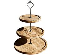 Présentoir à gâteaux 3 étages en bois - Poignée métal - Plateau cupcakes - Tour - Fruits - Bonbons - Mariage