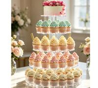 Présentoir à gâteaux à plusieurs niveaux, présentoir à desserts rond, présentoir à cupcakes, présentoir à boules de gâteau, matériau acrylique, outils de cuisson et de pâtisserie, moule de cuisson pou