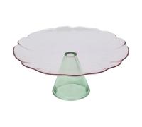 Présentoir à Gâteaux en Verre "Fleur" 28cm Rose & Vert