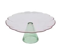 Présentoir à Gâteaux en Verre Fleur 28cm Rose & Vert