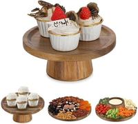 Présentoir à gâteaux Présentoir à cupcakes en bois Vintage Rond - 19.3cm Mariage Après-midi Thé - Fête d'anniversaire Noël Baby Shower