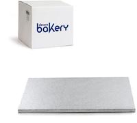 Présentoir à gâteaux rectangulaire argenté 35 x 45 cm, robuste