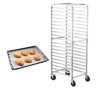 Présentoir à petits pains 20 étages - Présentoir de boulangerie commerciale avec roues à frein SM® - Chariot de rangement en aluminium - Equipement de boulangerie - Capacité de charge 240 kg - 660 x 5
