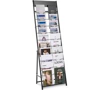 Présentoir à prospectus Présentoir à magazines - Présentoir sur pied - 20 poches - Métal - Incliné - Pour salon, bureau, exposition
