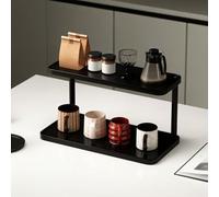 Présentoir à tasses à café multicouche en bois massif - Porte-gobelet peu encombrant pour cuisine, bureau et salon - Solution de rangement élégante (40 x 14 x 14,5 cm)