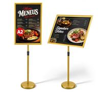 Présentoir A2 Robuste avec Base Lestée, Porte Affiche en Aluminium Réglable à 360°, pour Menu, Annonces, Vente, Avis, Affichage, Support de Panneau Debout au Sol, Porte Menu Restaurant Extérieur