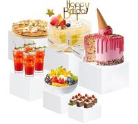 Presentoir Aperitif Buffet Cube, Presentoir a Gateau en Acrylique, Presentoir Parfum, Supports de Buffet Mariage(Blanc, 5-10in)
