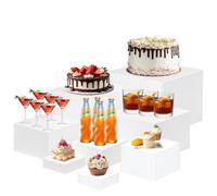 Présentoir Buffet en Acrylique Blanc - 8 Rehausseurs de Buffet Gradués, Supports à Gâteaux Empilables pour Apéritif, Desserts, Décoration de Mariage et Anniversaire(3-10in)