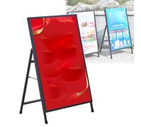 Présentoir d'affiches pliable avec porte-panneau LED | Cadre d'affichage noir, panneaux d'affichage pliables, porte-affiche, pour publicité extérieure sur rue(60x120,A)