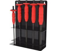 Présentoir de 5 chasse axes brunie avec poignée grip, 6-8-10-12-14 mm-
