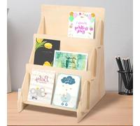 Présentoir de cartes de vœux à 3 niveaux en bois multifonctionnel pour cartes, livres, autocollants, présentoir de comptoir, présentoir de cartes pour cartes postales, brochures, photos, images