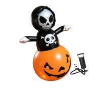 Présentoir de fenêtre d ' Halloween Figurine de crâne de Citrouille Gonflable Décoration éclairée en PVC 130 cm 51 Pouces avec Pompe à Main pour Porche Foyer Événement Toile de Décor de crâne de de